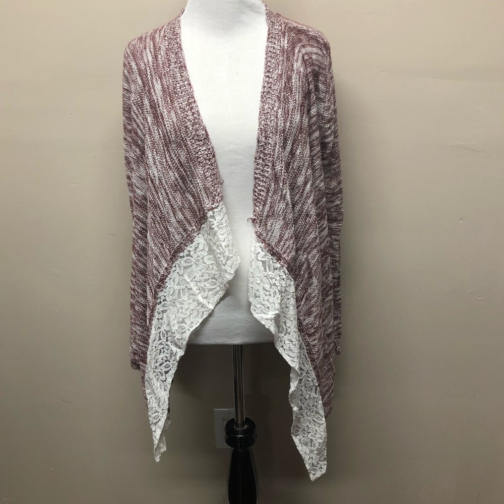 Pink Rose Heathered Open Front Cardigan Small